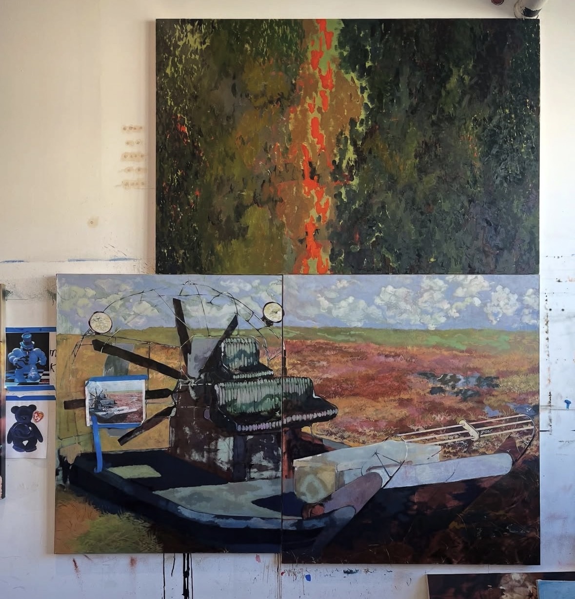 Studio installation of paintings by Henry Swanson.
